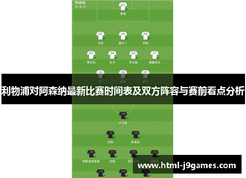 利物浦对阿森纳最新比赛时间表及双方阵容与赛前看点分析