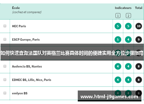如何快速查询法国队对英格兰比赛具体时间的便捷实用全方位步骤指南